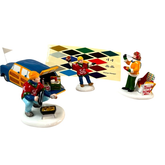 Department 56,NWT, Original Snow Village, “Bef The Big Game,4 Figurine Piece Set - Picture 2 of 6